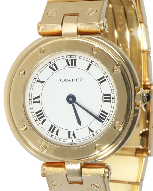 Cartier Santos Ronde De Cartier 31MM Quartz White Dial Yellow Gold Bracelet (8191)
