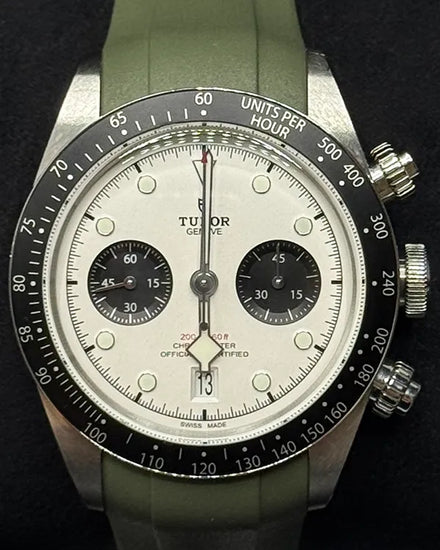 2022 Tudor Black Bay Chrono "Panda" 41MM White Dial Aftermarket Rubber Strap (79360N)