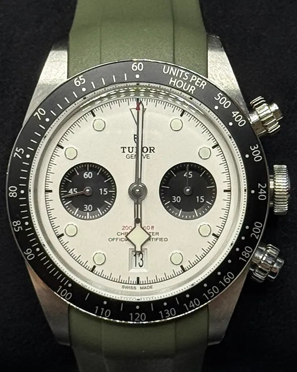 2022 Tudor Black Bay Chrono "Panda" 41MM White Dial Aftermarket Rubber Strap (79360N)