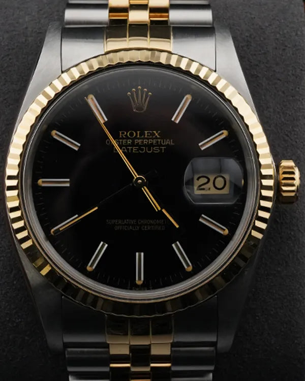 1985 Rolex Datejust 36MM Black Dial Two-Tone Jubilee Bracelet (16013)