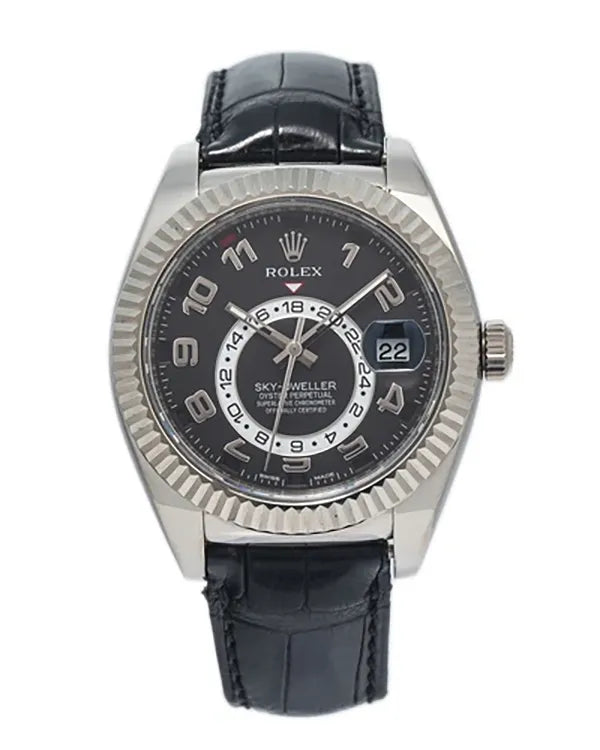 2015 Rolex Sky-Dweller 42MM Black Dial Aftermarket Leather Strap (326139)