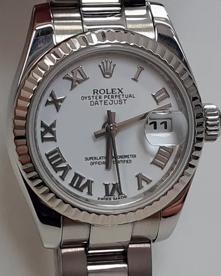 Rolex Lady-Datejust 26MM White Dial Oyster Bracelet (179174)