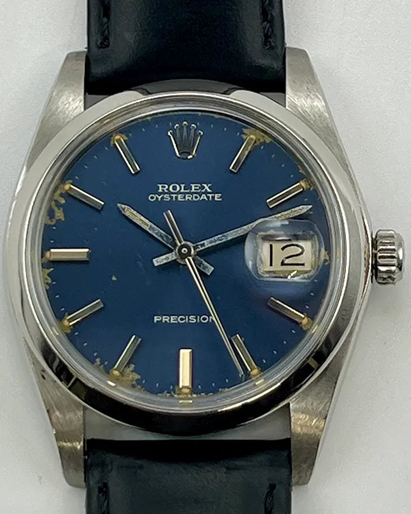Rolex Oyster Precision 34MM Blue Dial Aftermarket Leather Strap (6694)
