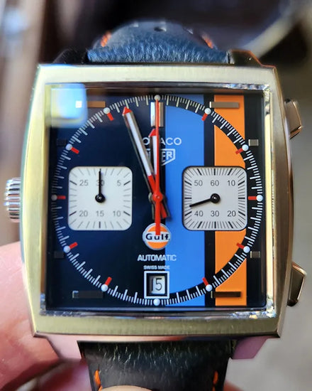 2018 Tag Heuer Monaco Gulf "50th Anniversary" S.E. 39MM Blue Dial Leather Strap (CAW211R.FC6401)