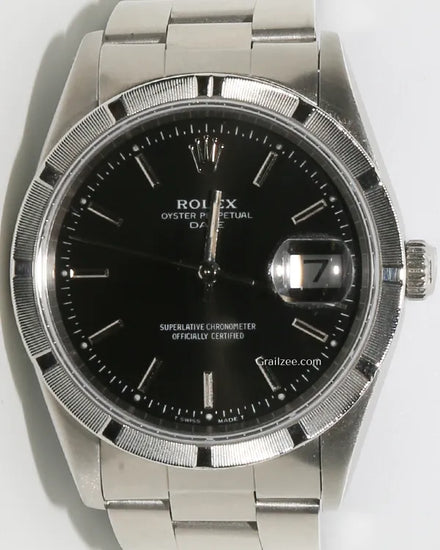 Rolex Oyster Perpetual Date 34MM Black Dial Oyster Bracelet (15210)