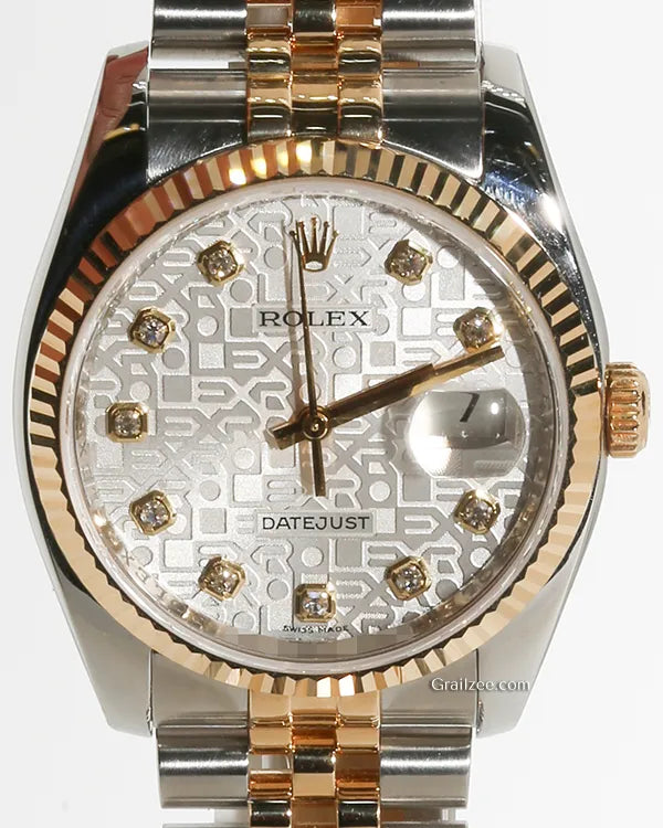 Rolex Datejust 36MM Silver "Jubilee Motif" Dial Two-Tone Jubilee Bracelet (116233)
