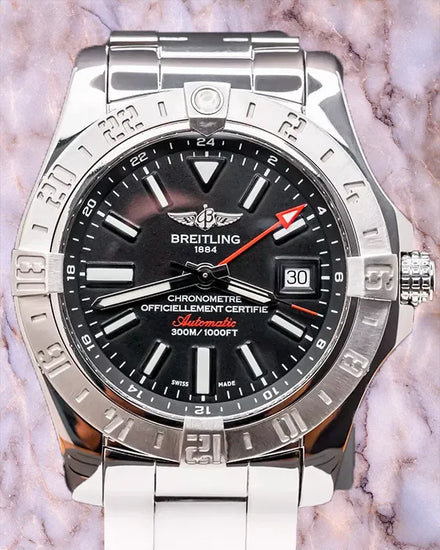 Breitling Avenger II GMT 43MM Black Dial Steel Bracelet (A32390111B2A1)