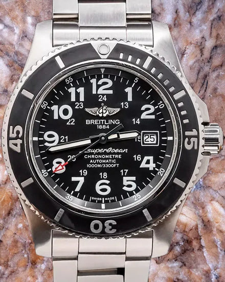 Breitling Superocean II 44MM Black Dial Steel Bracelet (A17392D71B1A1)
