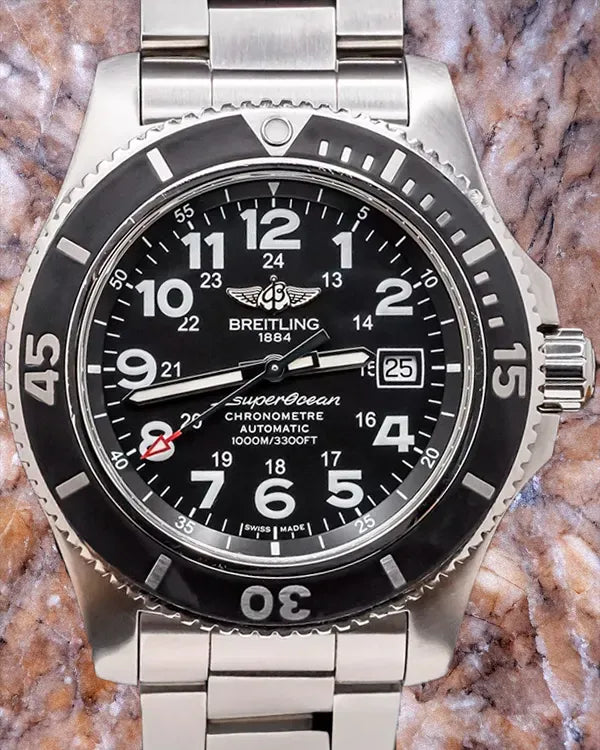 Breitling Superocean II 44MM Black Dial Steel Bracelet (A17392D71B1A1)