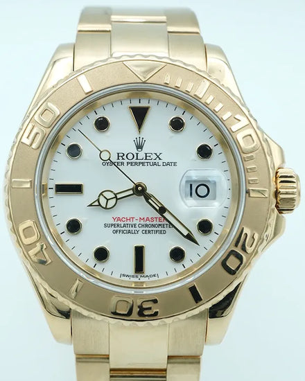 2002 Rolex Yacht-Master 40MM White Dial Yellow Gold Oyster Bracelet (16628)