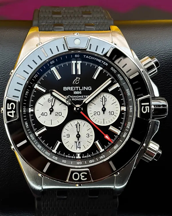 2023 Breitling Super Chronomat B01 44MM Black Dial Rubber Strap (AB0136251B1S1)