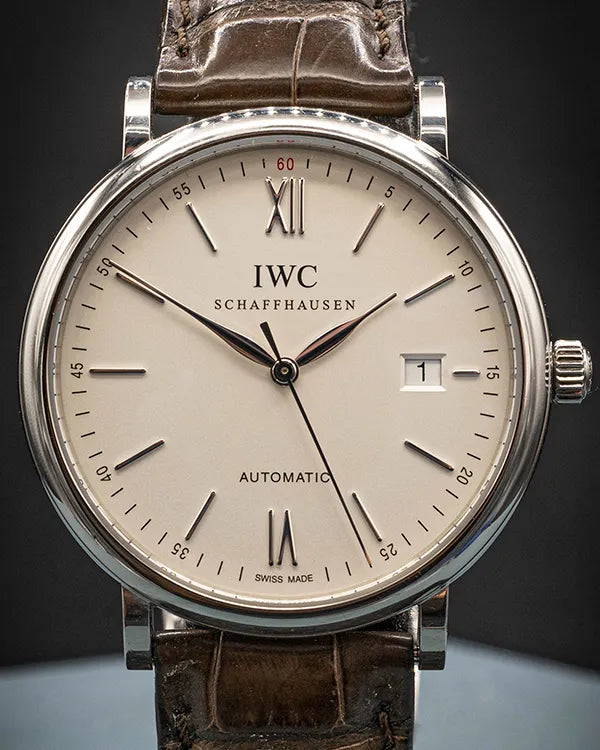 IWC Schaffhausen Portofino 40MM Silver Dial Aftermarket Leather Strap (IW356505)