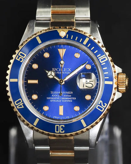 1989 Rolex Submariner Date "Bluesy" 40MM Blue Dial Two-Tone Oyster Bracelet (16613)