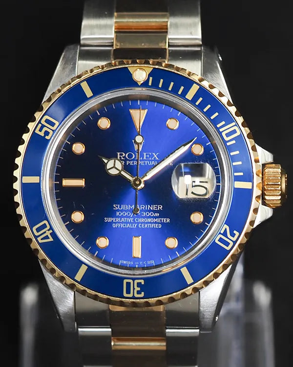 1989 Rolex Submariner Date "Bluesy" 40MM Blue Dial Two-Tone Oyster Bracelet (16613)