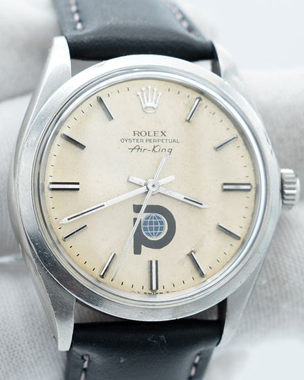 Rolex Air-King 34MM "Pool Intairdril" Silver Dial Aftermarket Leather Strap (5500)