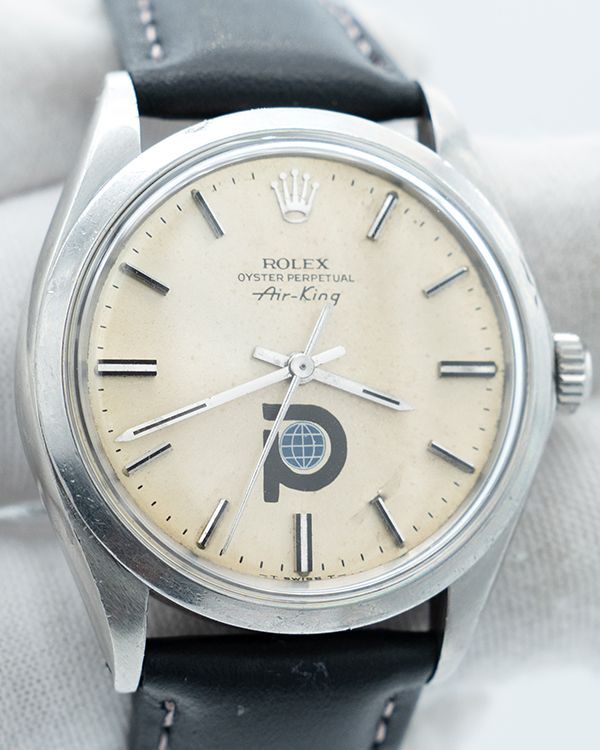 Rolex Air-King 34MM "Pool Intairdril" Silver Dial Aftermarket Leather Strap (5500)
