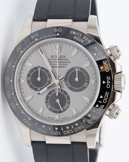 Rolex Cosmograph Daytona 40MM Silver Dial Rubber Strap (116519LN)