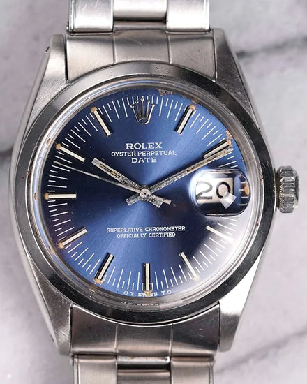1971 Rolex Oyster Perpetual Date 34MM Blue "Sigma" Dial Oyster Bracelet (1500)
