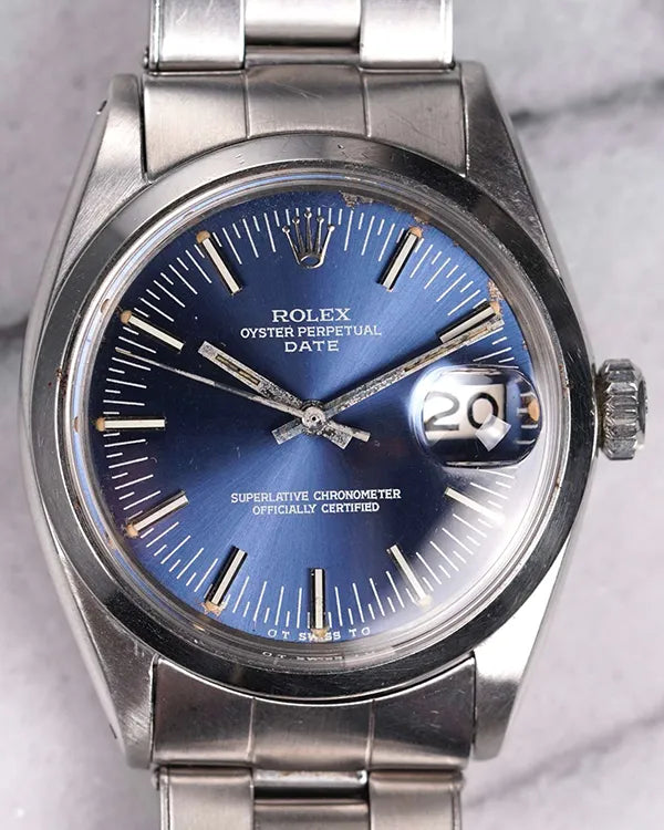1971 Rolex Oyster Perpetual Date 34MM Blue "Sigma" Dial Oyster Bracelet (1500)