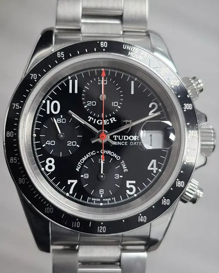 2000 Tudor Prince Date Tiger 40MM Black Dial Steel Bracelet (79260)