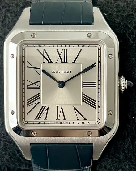 2023 Cartier Santos Dumont XL 46.6MM Silver Dial Leather Strap (WSSA0032)