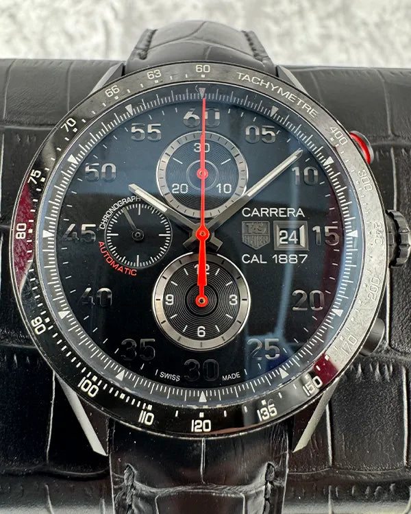 Tag Heuer Carrera Calibre 1887 43MM Black Dial Leather Strap (CAR2A80.FC6237)