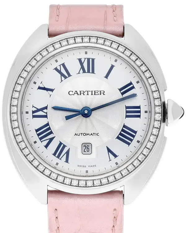 Cartier Cle De Cartier 31MM Silver Dial Leather Strap (W4CL0005)