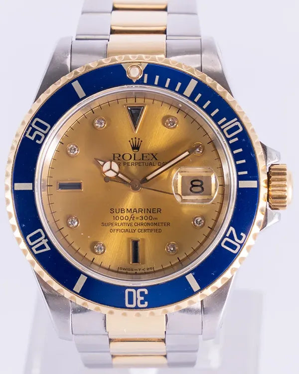 Rolex Submariner Date "Bluesy Serti" 40MM Champagne Dial Two-Tone Oyster Bracelet (16613LB)