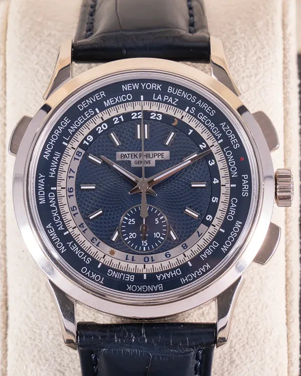 2021 Patek Philippe World Time 39.5MM Blue Dial Leather Strap (5930G)