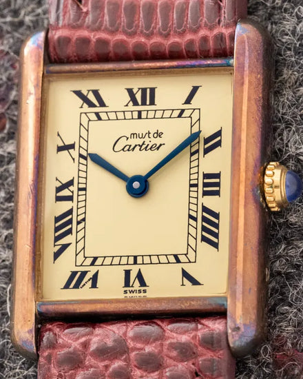 Cartier Tank 30MM Quartz Champagne Dial Aftermarket Leather Strap (590005)