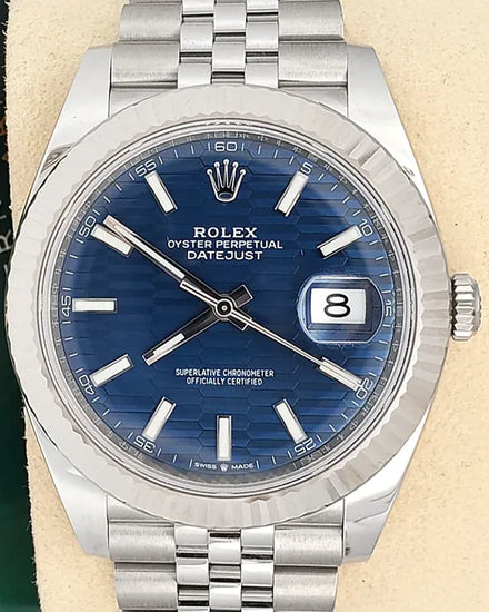 2022 Rolex Datejust 41MM Blue "Fluted Motif" Dial Jubilee Bracelet (126334)