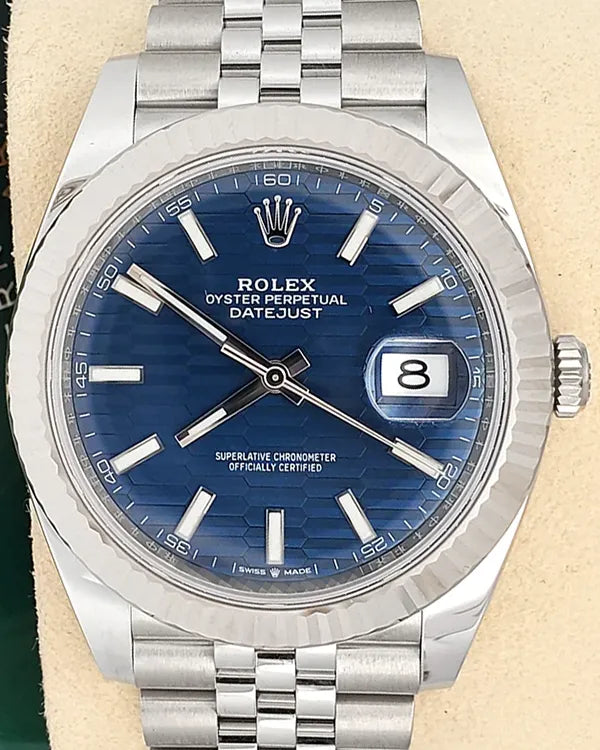 2022 Rolex Datejust 41MM Blue "Fluted Motif" Dial Jubilee Bracelet (126334)