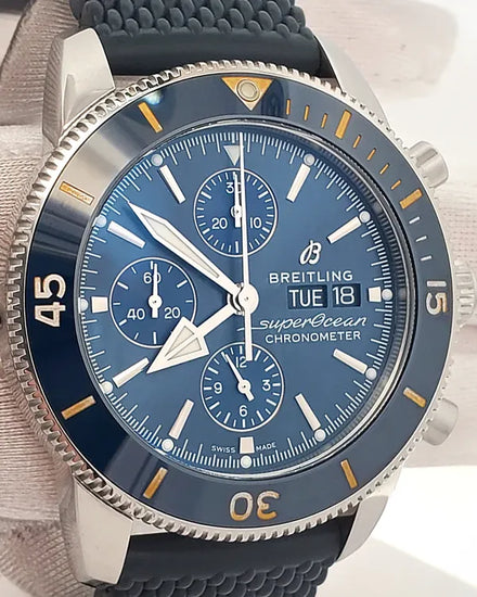 2019 Breitling Superocean Heritage II 44MM Blue Dial Rubber Strap (A13313)