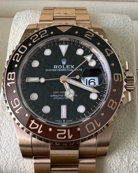 2023 Rolex GMT-Master II "Rootbeer" 40MM Black Dial Rose Gold Oyster Bracelet (126715CHNR)