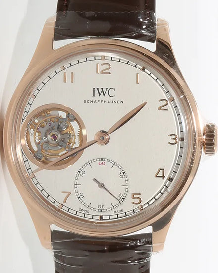 IWC Schaffhausen Portugieser "Flying Tourbillon" 43MM Silver Dial Leather Strap (IW546302)