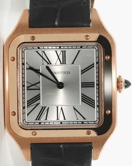 Cartier Santos Dumont 46.6MM Silver Dial Leather Strap (WGSA0032)