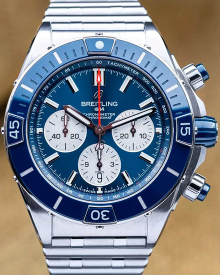 2021 Breitling Super Chronomat B01 44MM Blue Dial Steel Bracelet (AB0136)