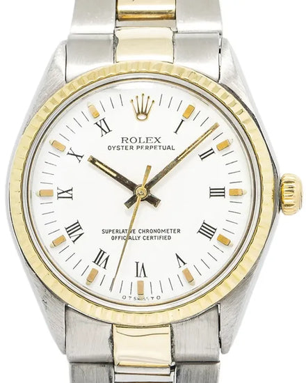 Rolex Oyster Perpetual 34MM White Dial Two-Tone Oyster Bracelet (5500)