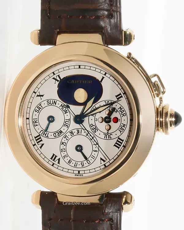 Cartier Pasha De Cartier "Paris Boutique S.E." 38MM Quartz Silver Dial Leather Strap (30003)