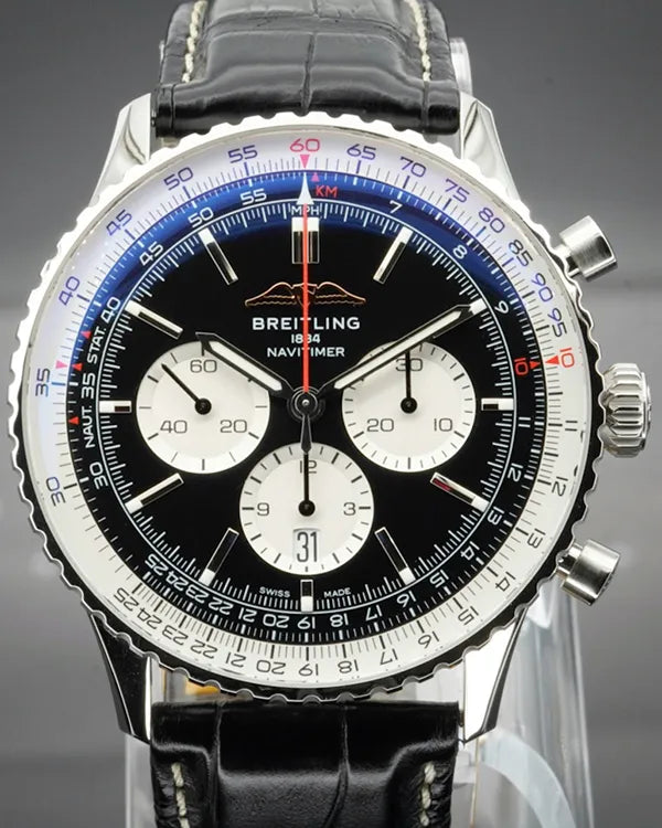 Breitling Navitimer B01 Chronograph 46MM Black Dial Leather Strap (AB0137211B1P1)