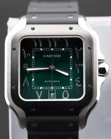 2024 Cartier Santos De Cartier "Middle East Edition" 39.8MM Green Dial Rubber Strap (WSSA0055)