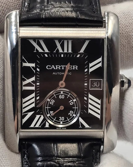 Cartier Tank MC 34.3MM Black Dial Leather Strap (W5330004)