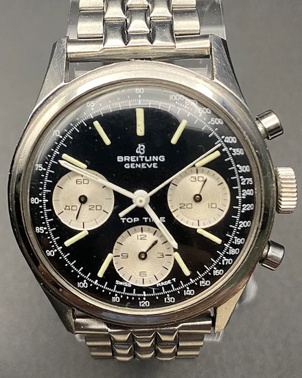 Breitling Top Time 38.5MM Black Dial Aftermarket Steel Bracelet (765)