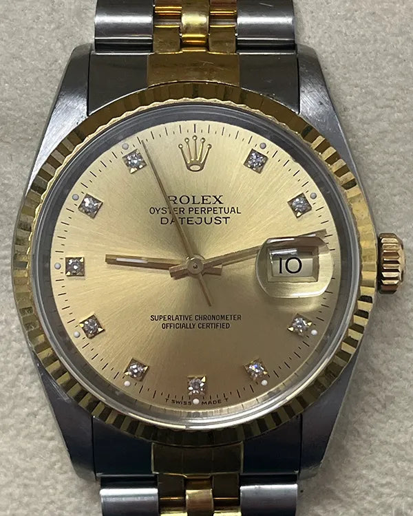 Rolex Datejust 36MM Champagne Dial Two-Tone Oyster Bracelet (16233G)