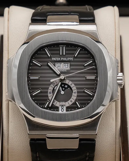 2018 Patek Philippe Nautilus 40.5MM Black Dial Leather Strap (5726A-001)