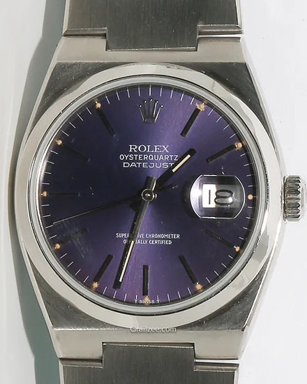 1985 Rolex Datejust Oysterquartz 36MM Quartz Purple Dial Oysterquartz Bracelet (17000)