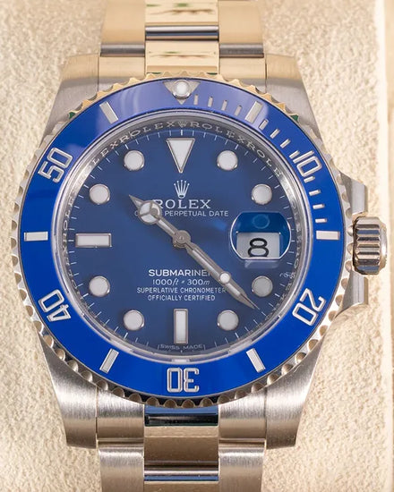 2020 Rare Rolex Submariner Date "Smurf" 40MM Blue Dial White Gold Oyster Bracelet (116619LB)