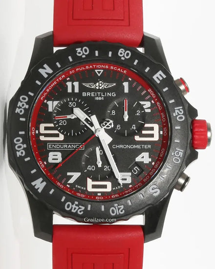 Breitling Endurance Pro 44MM Quartz Black Dial Rubber Strap (X82310)
