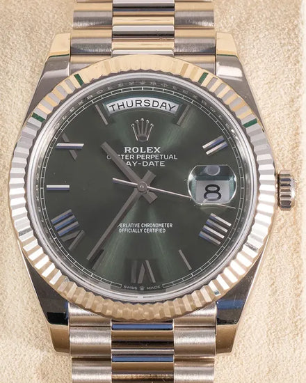 2020 Rolex Day-Date 40MM Green Dial White Gold President Bracelet (228239)