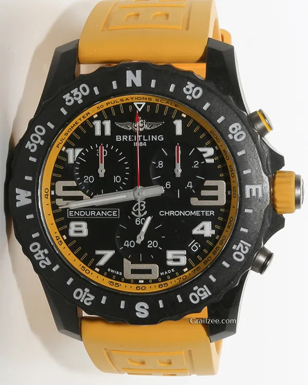 Breitling Endurance Pro 44MM Quartz Black Dial Rubber Strap (X82310)